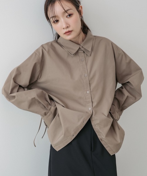 Bab（バブ）の「ダブルカラー袖リボンシャツ（シャツ/ブラウス・レディース・オフホワイト/ブルー/ブラウン・M）」の22枚目の写真