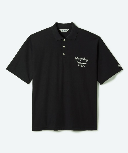 penguin BY MUNSINGWEAR(ペンギン バイ マンシングウェア)の「HIGH GAUGE POLO SHIRT 軽量吸水速乾半袖ポロシャツ ゴルフウェア(ポロシャツ・メンズ・ブラック/カーキ・M/XL/L)」の1枚目の写真