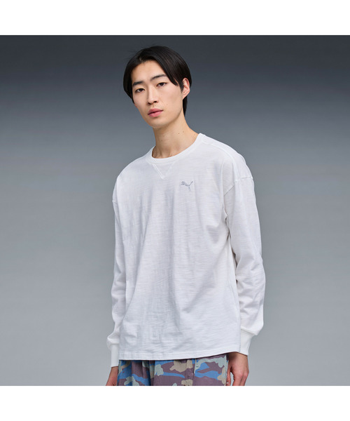PUMA（プーマ）の「PUMA プーマ ユニセックス ベーシック 長袖 Tシャツ（Tシャツ/カットソー・メンズ・ホワイト/ライトグレー/ブラック・XX-LARGE/X-SMALL/SMALL/MEDIUM/LARGE/X-LARGE）」の2枚目の写真
