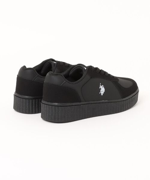 U.S. POLO ASSN.(ユーエスポロアッスン)の「【U.S. POLO ASSN./ユーエスポロアッスン】【上質なPUレザーの高級感】厚底ボリュームソール ワンポイント ローカット コンビネーションスニーカー(スニーカー・メンズ・ブラック/ベージュ/ホワイト・25cm/25.5cm/26cm/26.5cm/27cm)」の4枚目の写真