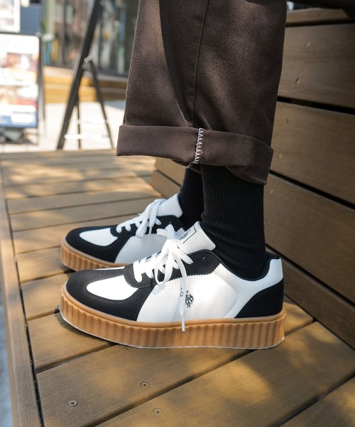 U.S. POLO ASSN.(ユーエスポロアッスン)の「【U.S. POLO ASSN./ユーエスポロアッスン】【上質なPUレザーの高級感】厚底ボリュームソール ワンポイント ローカット コンビネーションスニーカー(スニーカー・メンズ・ブラック/ベージュ/ホワイト・25cm/25.5cm/26cm/26.5cm/27cm)」の8枚目の写真