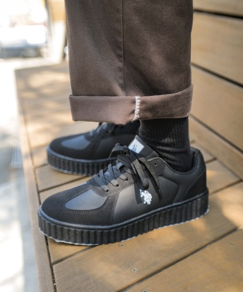 U.S. POLO ASSN.(ユーエスポロアッスン)の「【U.S. POLO ASSN./ユーエスポロアッスン】【上質なPUレザーの高級感】厚底ボリュームソール ワンポイント ローカット コンビネーションスニーカー(スニーカー・メンズ・ブラック/ベージュ/ホワイト・25cm/25.5cm/26cm/26.5cm/27cm)」の13枚目の写真