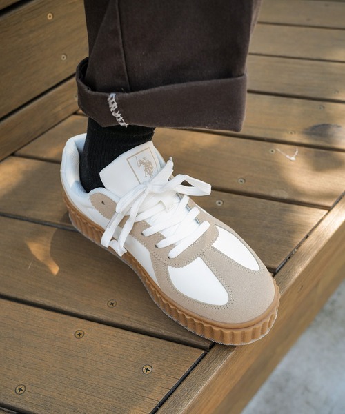 U.S. POLO ASSN.(ユーエスポロアッスン)の「【U.S. POLO ASSN./ユーエスポロアッスン】【上質なPUレザーの高級感】厚底ボリュームソール ワンポイント ローカット コンビネーションスニーカー(スニーカー・メンズ・ブラック/ベージュ/ホワイト・25cm/25.5cm/26cm/26.5cm/27cm)」の22枚目の写真