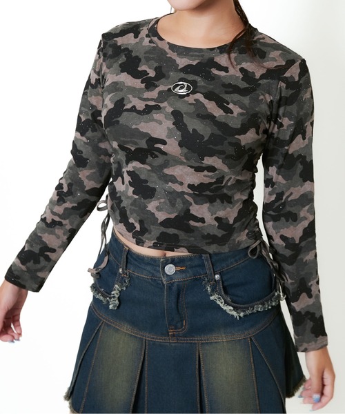 GORGE(ゴージ)の「《ムラ染め風ラメ×裾ドロスト》レディース 長袖Tシャツ プルオーバー きれいめカジュアル 春秋冬(Tシャツ/カットソー・レディース・ブラウン/グリーン/ブラック/グレー/オフホワイト・F)」の9枚目の写真