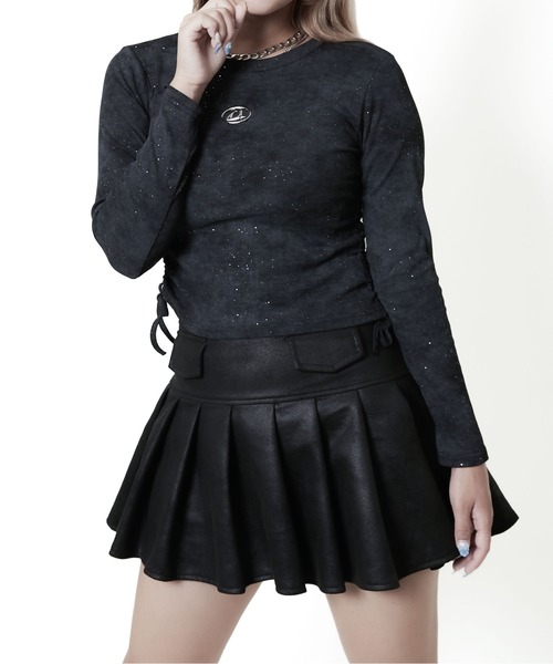 GORGE(ゴージ)の「《ムラ染め風ラメ×裾ドロスト》レディース 長袖Tシャツ プルオーバー きれいめカジュアル 春秋冬(Tシャツ/カットソー・レディース・ブラウン/グリーン/ブラック/グレー/オフホワイト・F)」の16枚目の写真