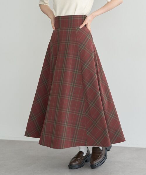earth music&ecology（アースミュージックアンドエコロジー）の「バックレースアップチェックスカート（スカート・レディース・ネイビー/キャメル/ボルドー・M/S）」の19枚目の写真