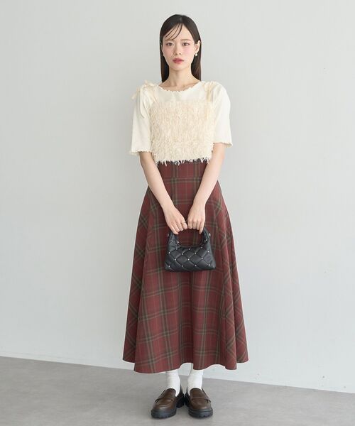 earth music&ecology（アースミュージックアンドエコロジー）の「バックレースアップチェックスカート（スカート・レディース・ネイビー/キャメル/ボルドー・M/S）」の22枚目の写真