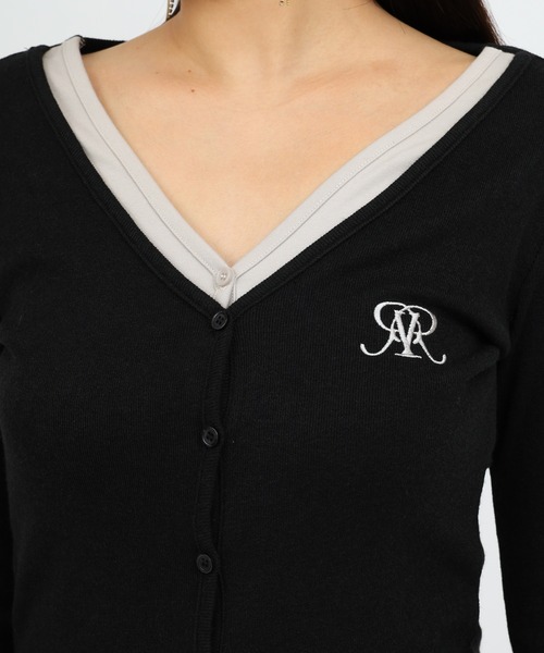 ROYAL PARTY(ロイヤルパーティー)の「レイヤード風配色カーデカットトップス(Tシャツ/カットソー・レディース・グレー/ブラック/ブラウン・FREE)」の7枚目の写真