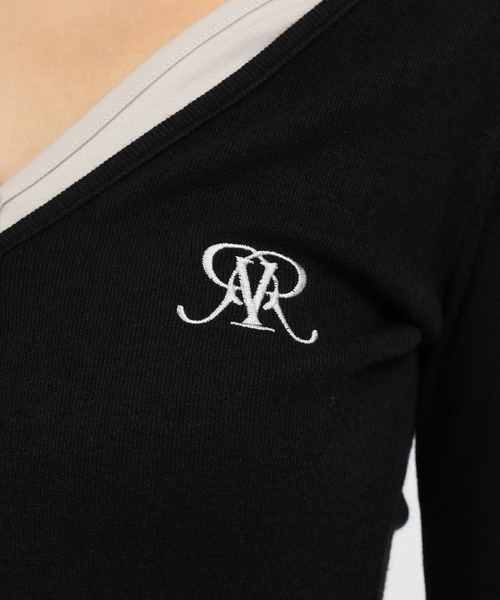 ROYAL PARTY(ロイヤルパーティー)の「レイヤード風配色カーデカットトップス(Tシャツ/カットソー・レディース・グレー/ブラック/ブラウン・FREE)」の8枚目の写真