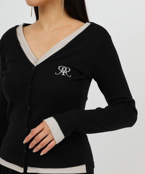 ROYAL PARTY(ロイヤルパーティー)の「レイヤード風配色カーデカットトップス(Tシャツ/カットソー・レディース・グレー/ブラック/ブラウン・FREE)」の9枚目の写真