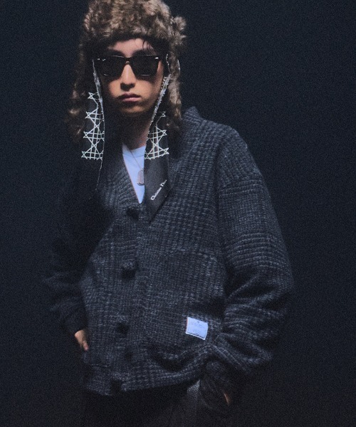 EFFECTEN（エフェクテン）の「mcg3717- Glen check china cardigan チャイナカーディガン(ef404-22)（カーディガン/ボレロ・メンズ・ブラック/ブラウン・FREE）」の2枚目の写真