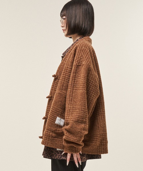 EFFECTEN（エフェクテン）の「mcg3717- Glen check china cardigan チャイナカーディガン(ef404-22)（カーディガン/ボレロ・メンズ・ブラック/ブラウン・FREE）」の6枚目の写真