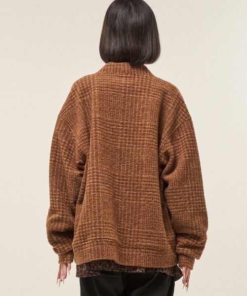 EFFECTEN（エフェクテン）の「mcg3717- Glen check china cardigan チャイナカーディガン(ef404-22)（カーディガン/ボレロ・メンズ・ブラック/ブラウン・FREE）」の7枚目の写真