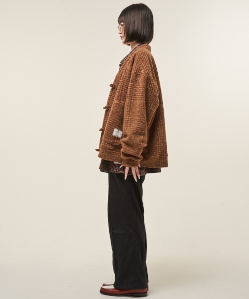 EFFECTEN（エフェクテン）の「mcg3717- Glen check china cardigan チャイナカーディガン(ef404-22)（カーディガン/ボレロ・メンズ・ブラック/ブラウン・FREE）」の9枚目の写真