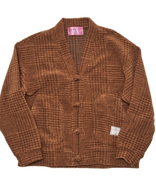 EFFECTEN（エフェクテン）の「mcg3717- Glen check china cardigan チャイナカーディガン(ef404-22)（カーディガン/ボレロ・メンズ・ブラック/ブラウン・FREE）」の12枚目の写真