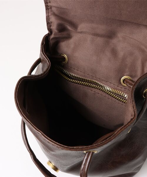 Burner（バーナー）の「【OKUOKU　0909】レトロ 縦型フラップレザーバックパック oku-bag-7-25【RBTS】（バックパック/リュック・レディース・ダークブラウン/ブラック・FREE）」の5枚目の写真