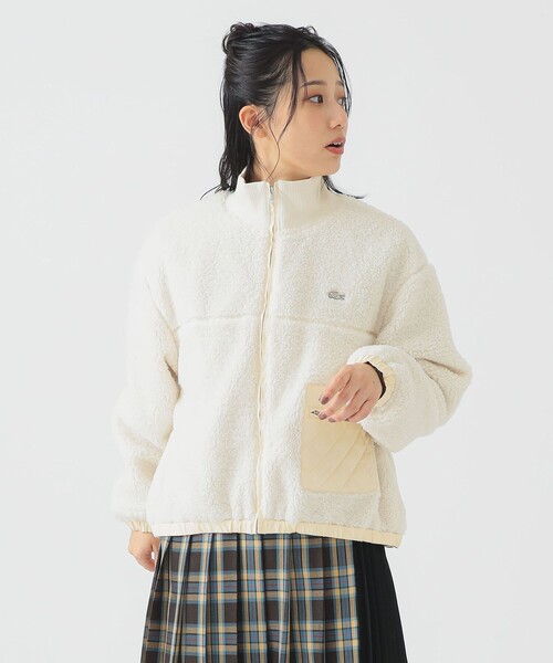 セール】LACOSTE / リブニット スタンドカラー ボアジャケット