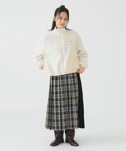 セール】LACOSTE / リブニット スタンドカラー ボアジャケット
