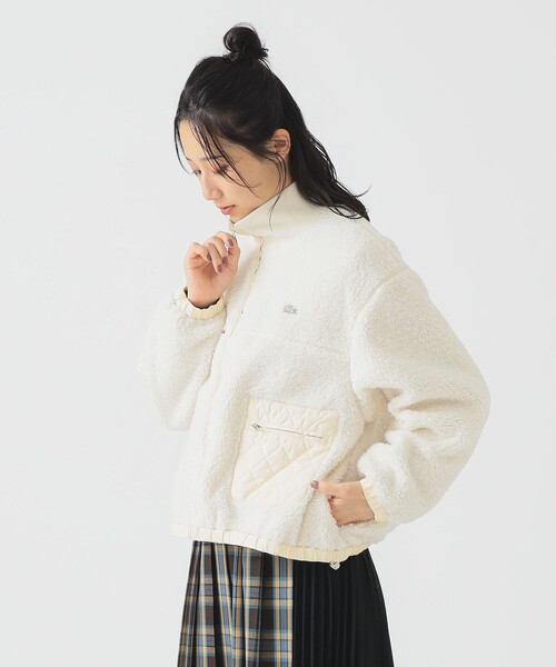 セール】LACOSTE / リブニット スタンドカラー ボアジャケット