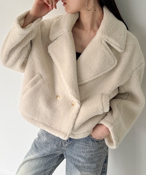 セール】クロップドボアコート（その他アウター）｜JUNOAH（ジュノア