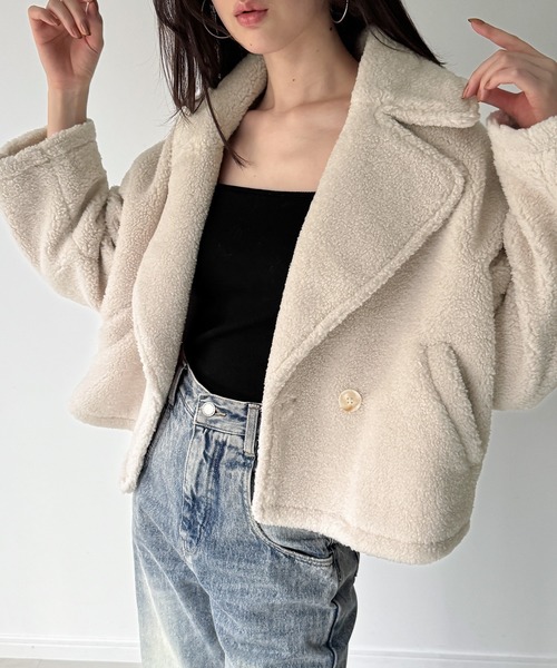 セール】クロップドボアコート（その他アウター）｜JUNOAH（ジュノア