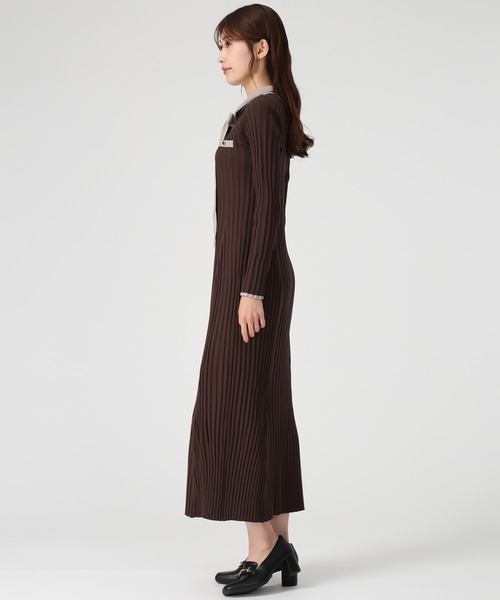 MISCH MASCH(ミッシュマッシュ)の「2025秋冬新作 配色ポロ衿ワイドリブニットワンピース(ワンピース・レディース・ブラウン/ブラック・フリ-)」の10枚目の写真