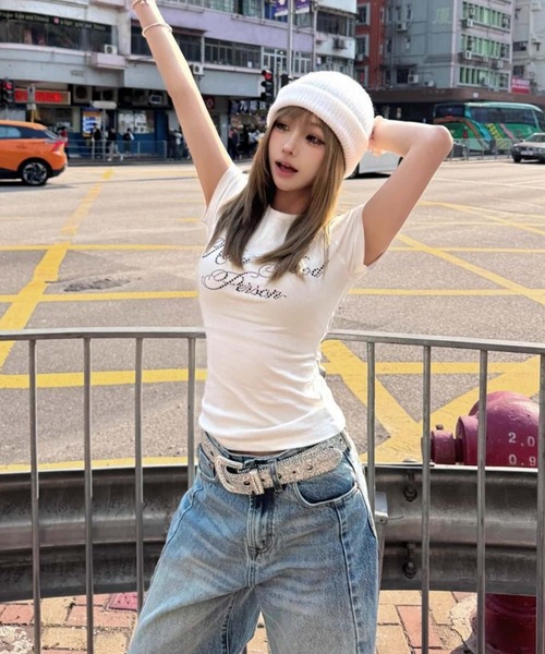 MAISON DE THERESE(メゾン ド テレーズ)の「ラウンドネックフィット半袖ラグランスリーブTシャツ(Tシャツ/カットソー・レディース・ブラック/ホワイト・M)」の3枚目の写真