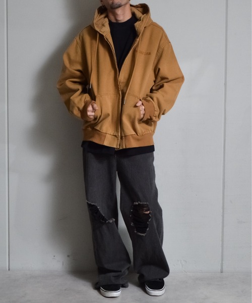 DOUBLE STEAL(ダブルスティール)の「オーバーサイズダックフルジップパーカー(パーカー・メンズ・ネイビー/キャメル・LARGE/MEDIUM)」の18枚目の写真