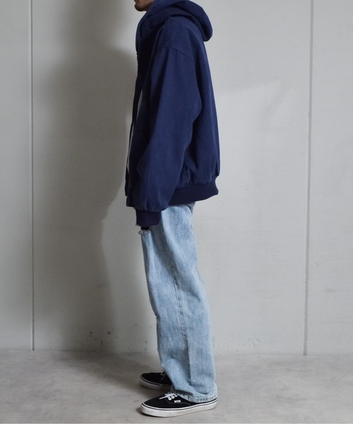 DOUBLE STEAL(ダブルスティール)の「オーバーサイズダックフルジップパーカー(パーカー・メンズ・ネイビー/キャメル・LARGE/MEDIUM)」の12枚目の写真