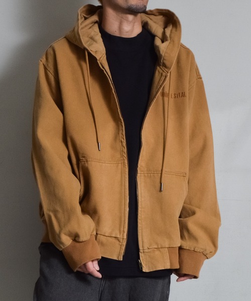 レザレクション　新品　Lサイズ キャメル　パーカー オーバーサイズダックフルジップパーカー（パーカー）｜DOUBLE STEAL