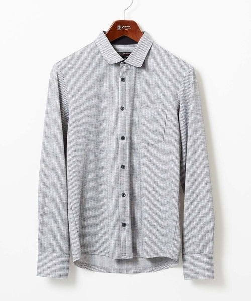 MK MICHEL KLEIN HOMME （エムケーミッシェルクランオム）の「【洗える／ストレッチ】オニキスストライプ長袖シャツ（シャツ/ブラウス・メンズ・ブラック/グレー・46/48/51）」の4枚目の写真