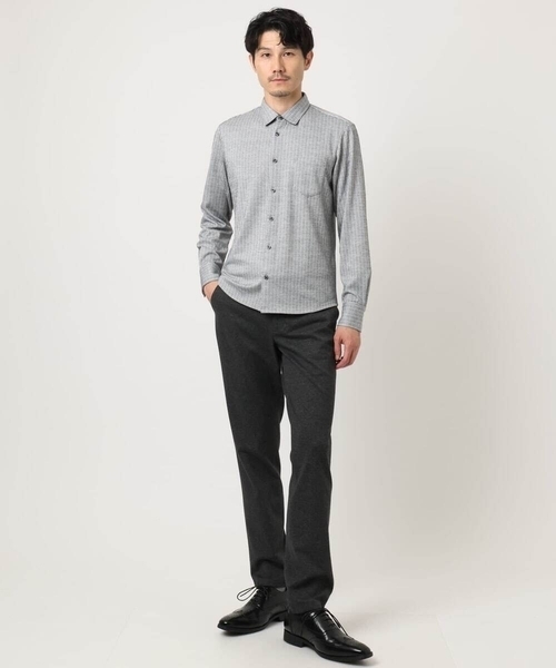 MK MICHEL KLEIN HOMME （エムケーミッシェルクランオム）の「【洗える／ストレッチ】オニキスストライプ長袖シャツ（シャツ/ブラウス・メンズ・ブラック/グレー・46/48/51）」の6枚目の写真