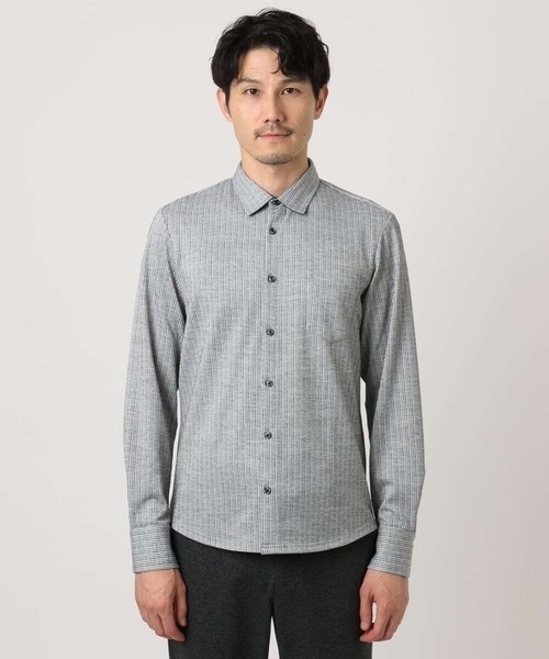 MK MICHEL KLEIN HOMME （エムケーミッシェルクランオム）の「【洗える／ストレッチ】オニキスストライプ長袖シャツ（シャツ/ブラウス・メンズ・ブラック/グレー・46/48/51）」の7枚目の写真
