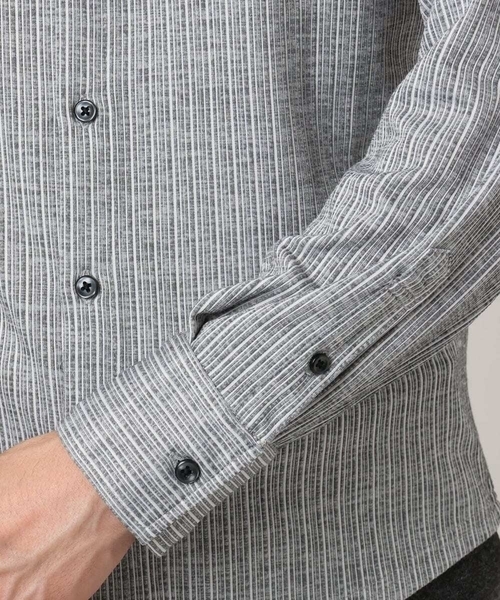 MK MICHEL KLEIN HOMME （エムケーミッシェルクランオム）の「【洗える／ストレッチ】オニキスストライプ長袖シャツ（シャツ/ブラウス・メンズ・ブラック/グレー・46/48/51）」の11枚目の写真