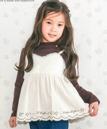 SLAP SLIP（スラップスリップ）の「裾スカラップキャミソール+チャーム付きTシャツ2点セット(90~130cm)（Tシャツ/カットソー・キッズ）」