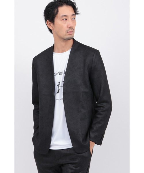 ハイストリート（HIGH STREET）/フェイクスエードプリントノーカラーJK ﾌｪｲｸｽｴｰﾄﾞﾌﾟﾘﾝﾄﾉｰｶﾗｰJK（ノーカラージャケット）｜HIGH STREET（ハイ