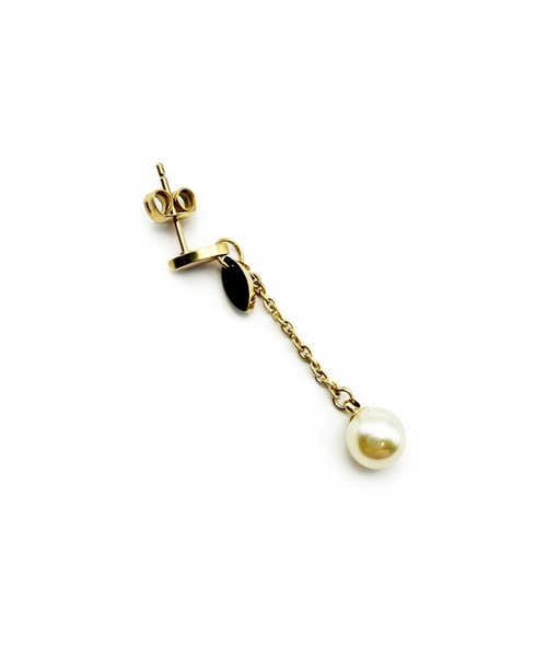 Import & Select(インポートアンドセレクト)の「KISHOKACHI 希少価値 リーフシェイプ&パールドロップチェーンステンレスピアス(ピアス(両耳用)・レディース・ゴールド/ピンクゴールド・FREE)」の6枚目の写真