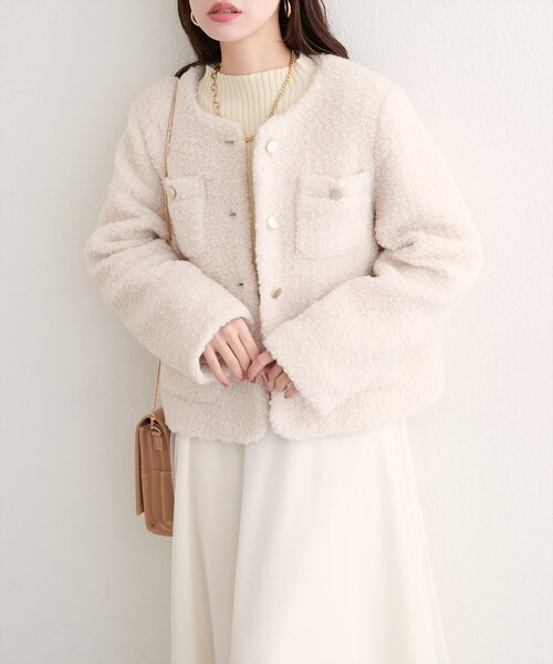 アイボリー ノーカラージャケット trim_fce_item673ab1e267a7a.jpg