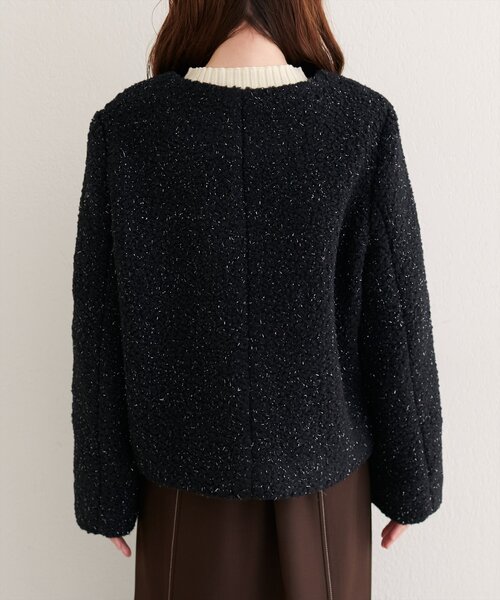 未使用品　BEAUTY&YOUTH ラメループノーカラージャケット Pierrot ジャケット ノーカラージャケット ペアスキンライトジャケット