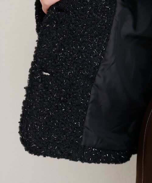 natural couture(ナチュラルクチュール)の「ラメリングボアノーカラージャケット(ノーカラージャケット・レディース・ブラック/アイボリー・FREE)」の19枚目の写真