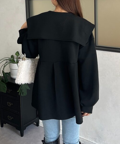 セール】セーラーカラーボンディングペプラムジップブルゾン（パーカー