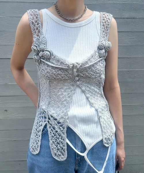 FETICO（フェティコ）の「FETICO HAND-KNITTED ROSE BUSTIER FTC252