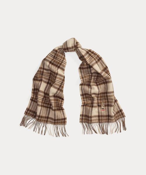 Polo ベア チェック フリンジ ウール マフラー（マフラー）｜POLO
