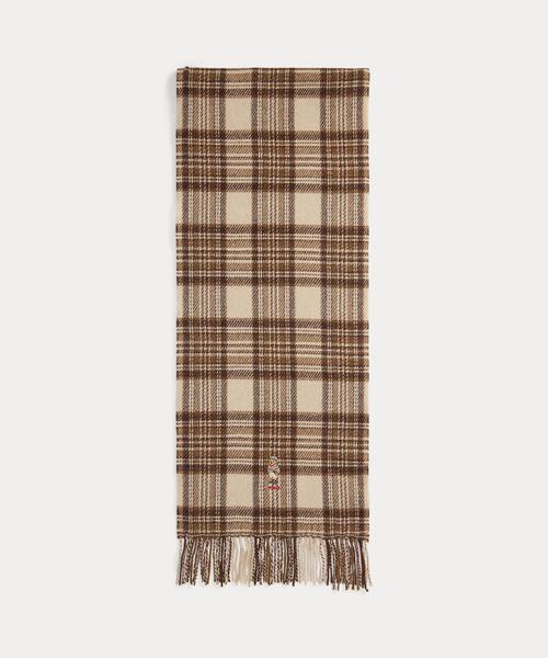Polo ベア チェック フリンジ ウール マフラー（マフラー）｜POLO