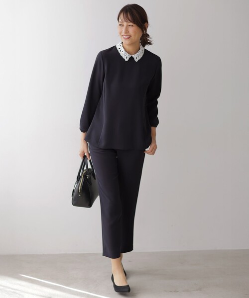 J.PRESS（ジェイプレス）の「【セットアップ対応・2way】セラテリーダブルクロス ブラウス（シャツ/ブラウス・レディース・ネイビー系/ベージュ系/ブラック系・T13/T15）」の19枚目の写真