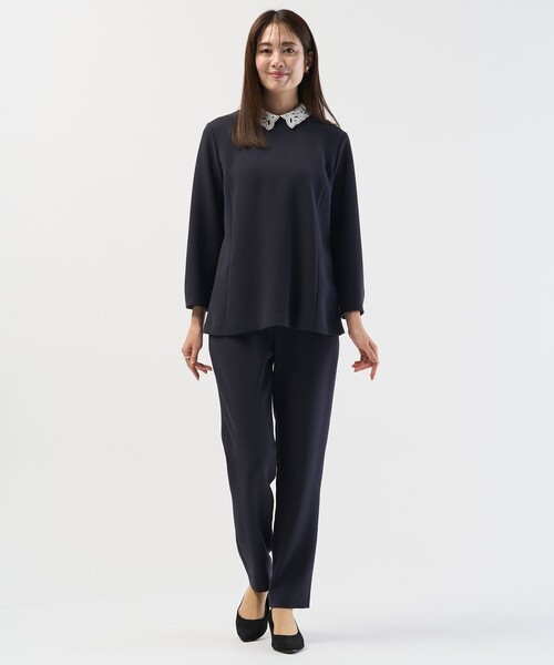 J.PRESS（ジェイプレス）の「【セットアップ対応・2way】セラテリーダブルクロス ブラウス（シャツ/ブラウス・レディース・ネイビー系/ベージュ系/ブラック系・T13/T15）」の15枚目の写真