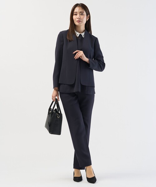 J.PRESS（ジェイプレス）の「【セットアップ対応・2way】セラテリーダブルクロス ブラウス（シャツ/ブラウス・レディース・ネイビー系/ベージュ系/ブラック系・T13/T15）」の13枚目の写真