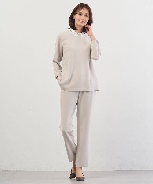 J.PRESS（ジェイプレス）の「【セットアップ対応・2way】セラテリーダブルクロス ブラウス（シャツ/ブラウス・レディース・ネイビー系/ベージュ系/ブラック系・T13/T15）」の11枚目の写真