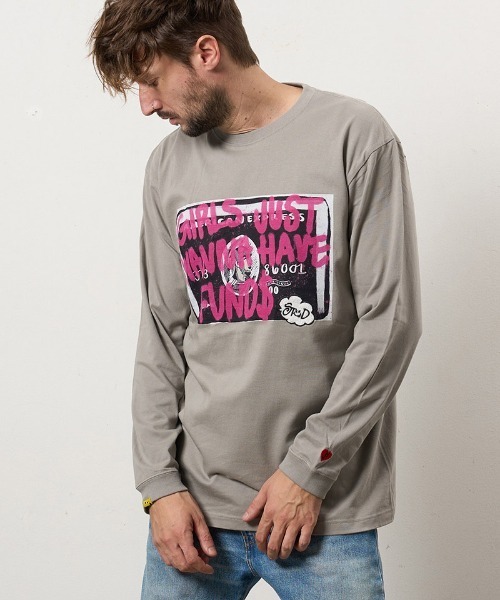 STUD MUFFIN(スタッドマフィン)の「mlt5469-5.6ozコットン天竺 クレジットグラフィティ&パッチLSシャツ ロンT(614-02857)(Tシャツ/カットソー・メンズ・ホワイト/ブラック/チャコールグレー・2/3/4)」の18枚目の写真