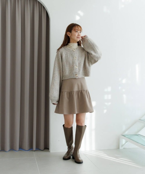 flower（フラワー）の「フレアミニスカート（スカート・レディース・グレー/ベージュ・FREE）」の13枚目の写真